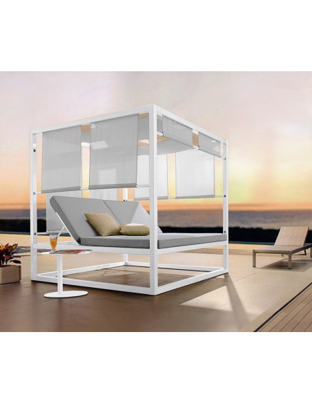 STRUTTURA IN METALLO VERNICIATO, MATERASSINI E RIVESTIMENTI IN TESSUTO, SPESSORE 10cm, TELI IN TX