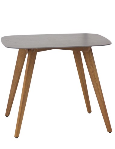TAVOLO QUADRATO IN TEAK CON PIANO IN CERAMICA