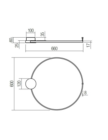 LAMPADA A PARETE ATOM 600mm
