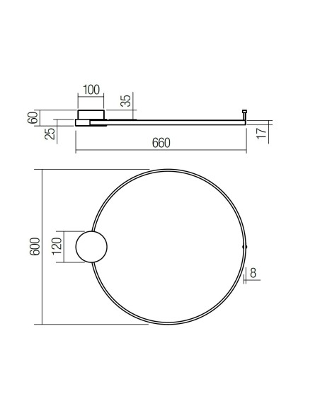 LAMPADA A PARETE ATOM 600mm