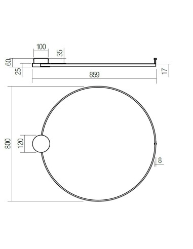 LAMPADA A PARETE ATOM 800mm
