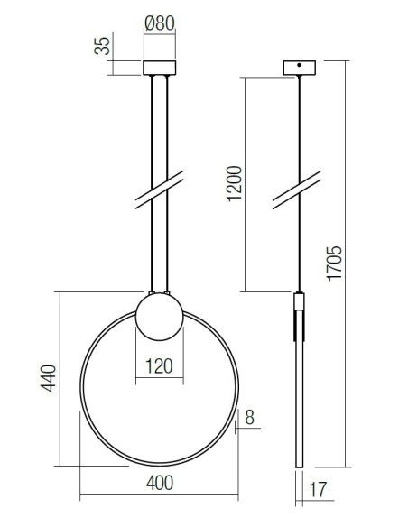 LAMPADA A SOSPENSIONE ATOM 400mm