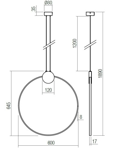LAMPADA A SOSPENSIONE ATOM 600mm