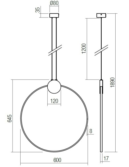 LAMPADA A SOSPENSIONE ATOM 600mm