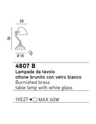 LAMPADA DA TAVOLO CLASSICA CON VETRO 60W