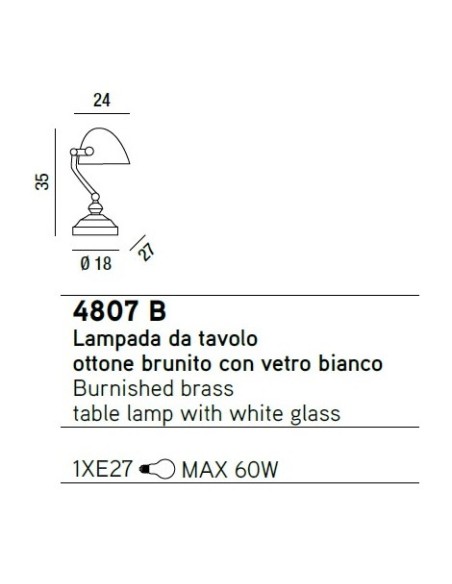 LAMPADA DA TAVOLO CLASSICA CON VETRO 60W