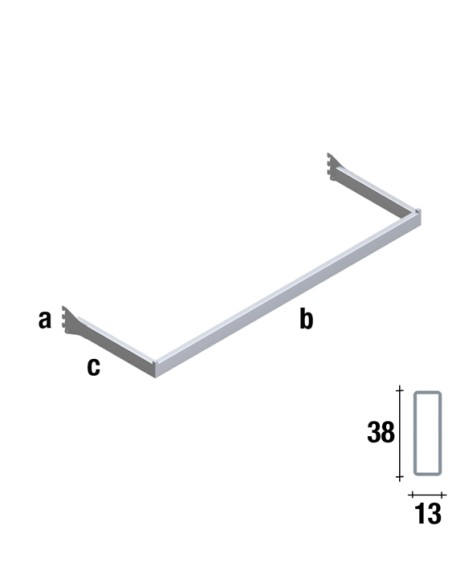 BARRA APPENDERIA PER CREMAGLIERA TUBO RETTANGOLARE