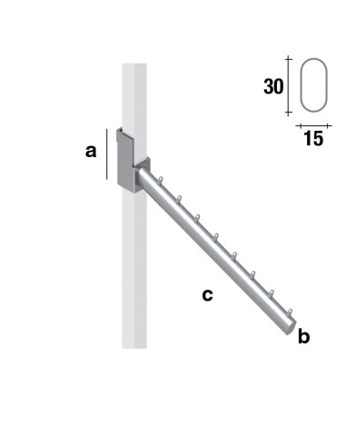 APPENDERIA BROCHE INCLINATA 8POSTI  X TUBO 25x25mm