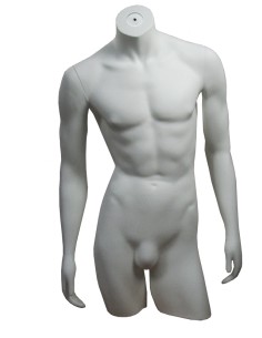 BUSTO UOMO IN PLASTICA COLORATO CON BRACCIA DRITTE