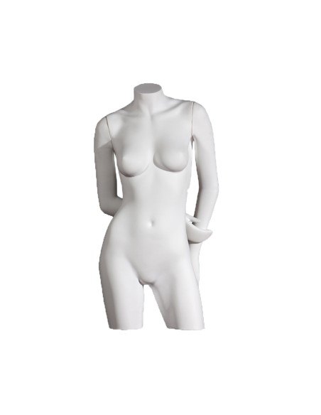 BUSTO CULTURISTA DONNA PLASTICA BIANCO CON BRACCIA INCROCIATE DIETRO