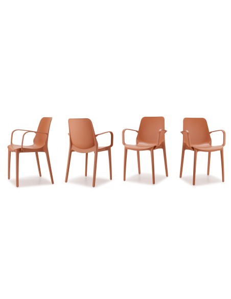 SET 4 SEDIE GINEVRA CON BRACCIOLI INTERNO/ESTERO TECNOPOLIMERO RICICLABILE RINFORZATO FIBRA DI VETR