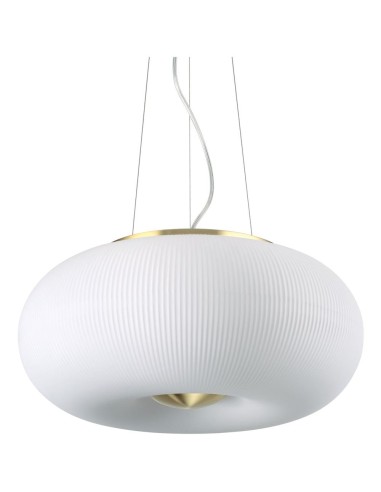 ARIZONA LAMPADA SOSPESA CON DIFFUSORE IN VETRO RIGATO E SABBIATO FINITURE IN OTTONE