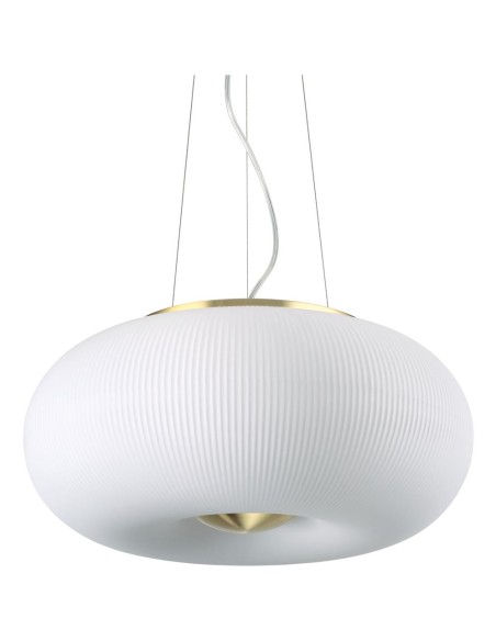 ARIZONA LAMPADA SOSPESA CON DIFFUSORE IN VETRO RIGATO E SABBIATO FINITURE IN OTTONE