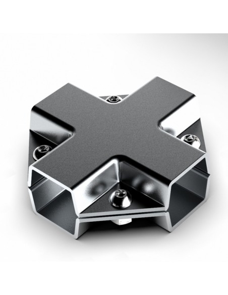 GIUNTO A 4 VIE A CROCE PER TUBO QUADRO 25x25 mm