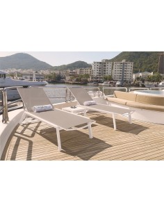 LETTINO IN ALLUMINIO VERNICIATO, TESSUTO IN TEXTILENE, RUOTE POSTERIORI