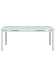 TAVOLO IN ALLUMINIO VERNICIATO CON PIANO ALLUNGABILE IN VETRO TEMPERATO ANTI GRAFFIO