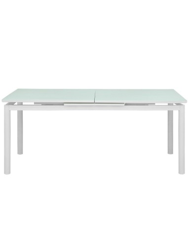 TAVOLO IN ALLUMINIO VERNICIATO CON PIANO ALLUNGABILE IN VETRO TEMPERATO ANTI GRAFFIO