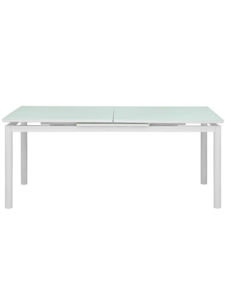 TAVOLO IN ALLUMINIO VERNICIATO CON PIANO ALLUNGABILE IN VETRO TEMPERATO ANTI GRAFFIO