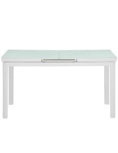 TAVOLO IN ALLUMINIO VERNICIATO CON PIANO ALLUNGABILE IN VETRO TEMPERATO ANTI GRAFFIO