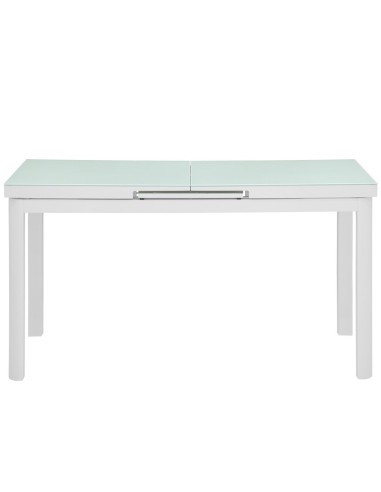 TAVOLO IN ALLUMINIO VERNICIATO CON PIANO ALLUNGABILE IN VETRO TEMPERATO ANTI GRAFFIO