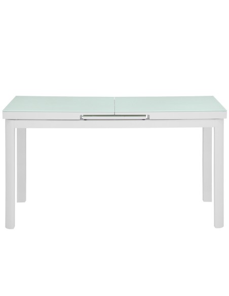 TAVOLO IN ALLUMINIO VERNICIATO CON PIANO ALLUNGABILE IN VETRO TEMPERATO ANTI GRAFFIO