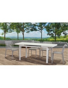 TAVOLO IN ALLUMINIO VERNICIATO CON PIANO ALLUNGABILE IN VETRO TEMPERATO ANTI GRAFFIO 2