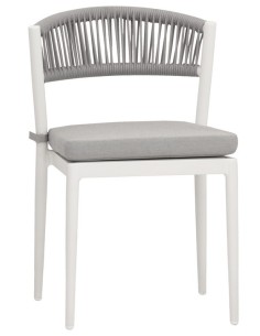 SEDIA IN ALLUMINIO VERNICIATO, SCHIENALE IN CORDA, CUSCINO IDROREPELLENTE