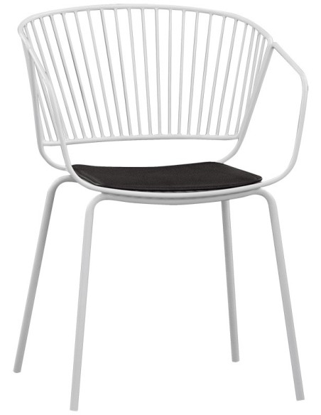 POLTRONCINA IN METALLO VERNICIATO, CUSCINO IN ECOPELLE